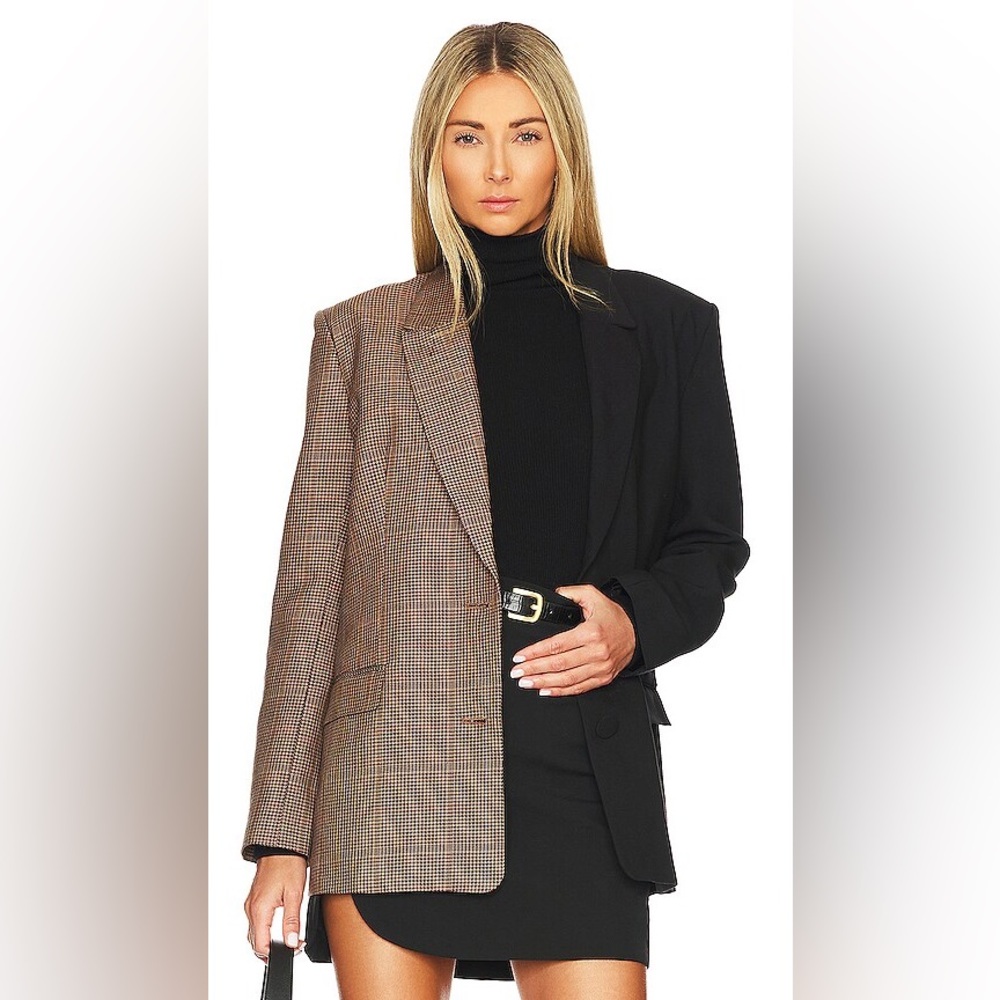 Bardot Spliced Check Blazer Two Tone Color block Brown Great Condition!
